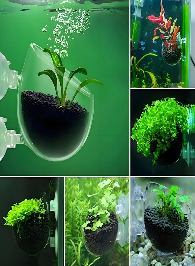 Kryoflare 2Pcs Aquarium Plant Pot, Fish Tank Planter with Suction Cups, Plants Holder Decoration Cup - Image 2